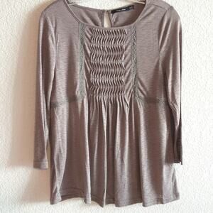 Anthropologie Doe & Rae NEW Babydoll Boho Lace Detail Keyhole Neck Blouse M